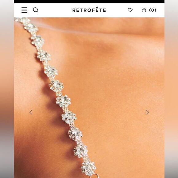 NWT RETROFETE Evalina Dress Whitesatin bridal mini with rhinestone straps. Sz M - Picture 2 of 16